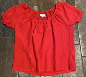 Texture And Thread Womens Size XS Red Short Sleeve Peasant Top
